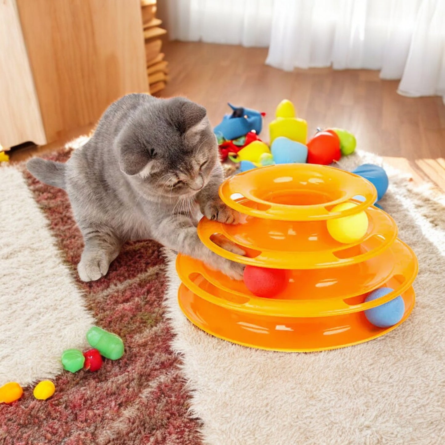 Torre de Pistas de Pelotas para Gatos