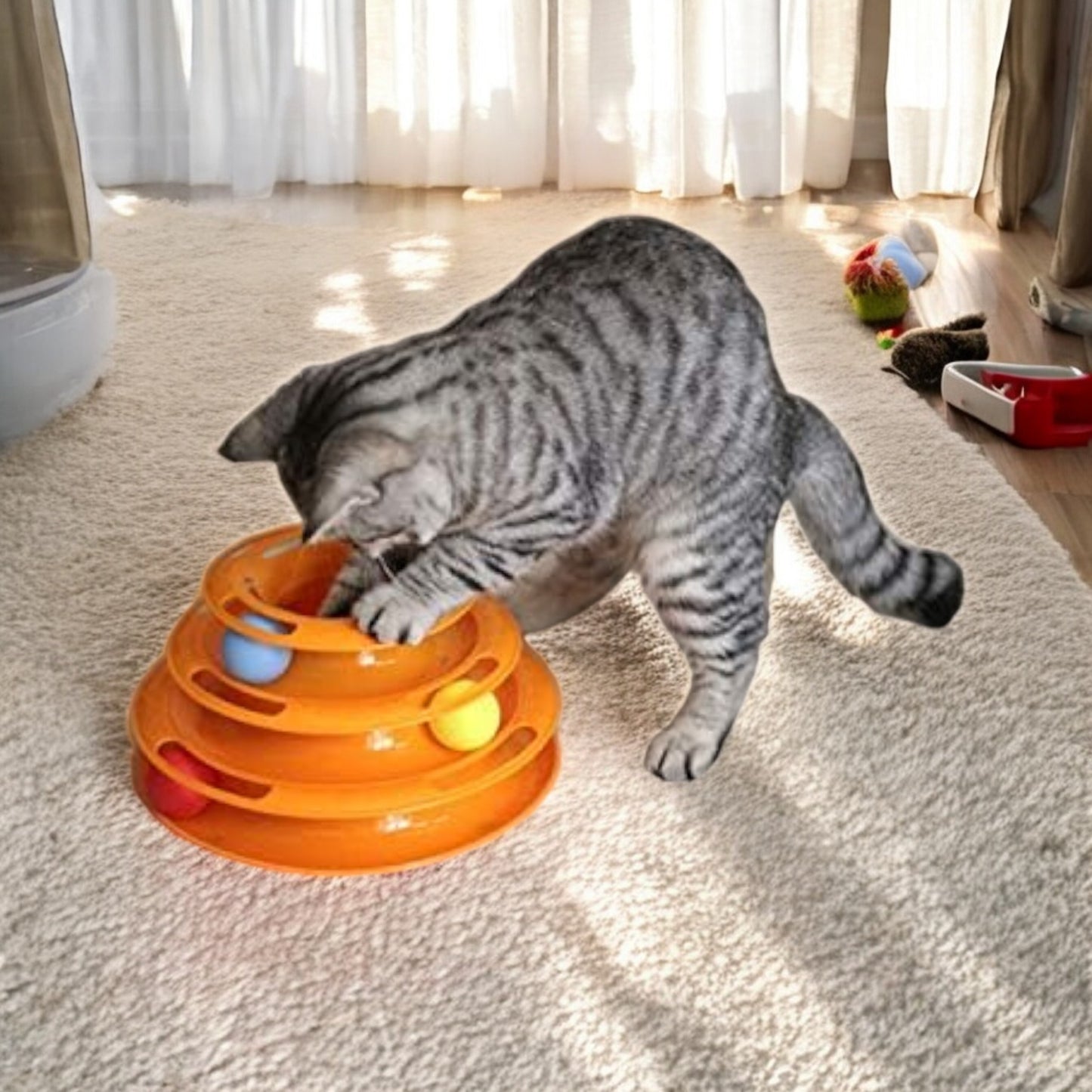 Torre de Pistas de Pelotas para Gatos